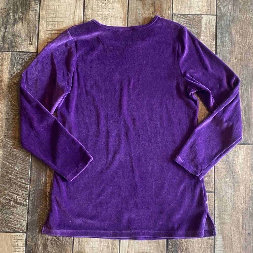 Quacker Factory Rich Purple Velvet Top - Picture 3 of 11